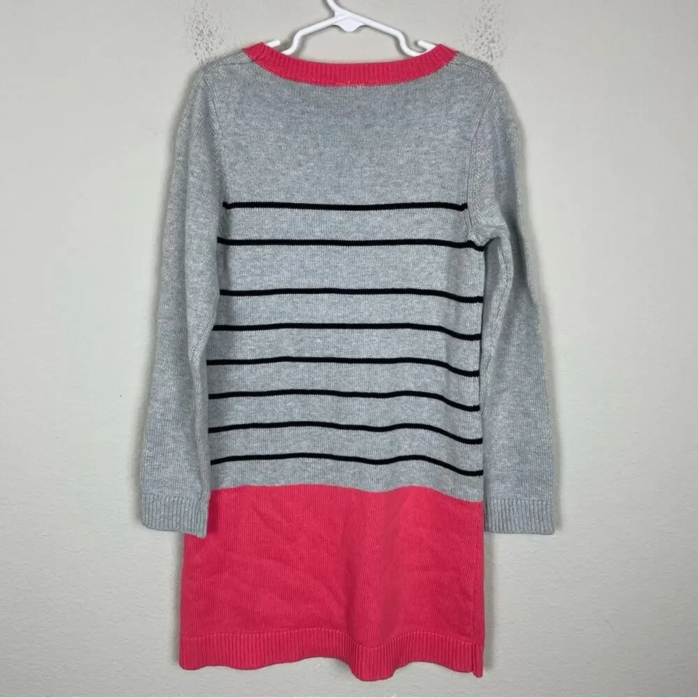 Gymboree Gray Coral Cat Embroidered Sweater Dress NWT 8